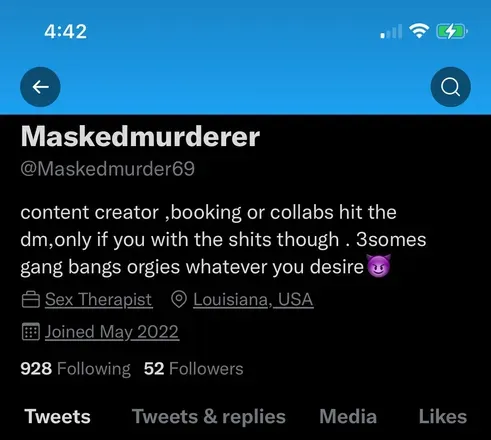 OnlyFans cuenta maskedmurderer69 avatar 1